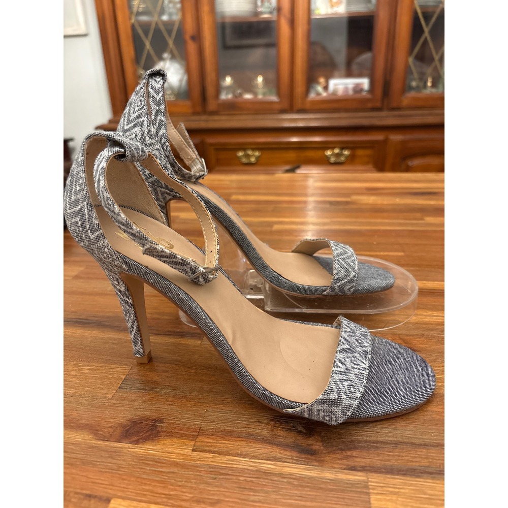 Mix No. 6 Lina Sandals Womens 8 Grey Excellent Geometric Ankle Strap Stiletto